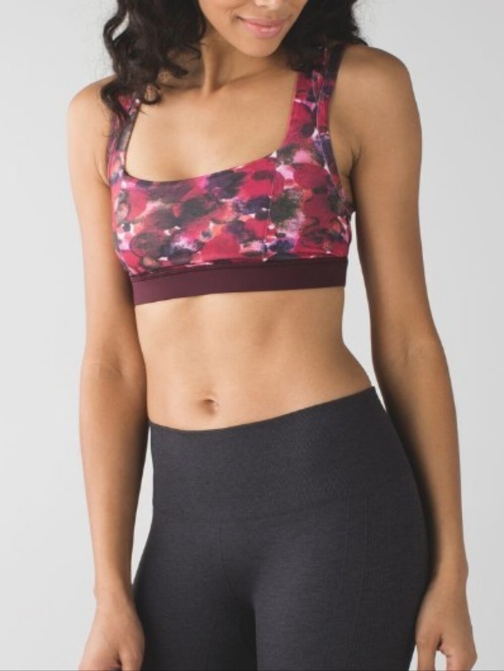 Lululemon Pink & Black Poppy Petals Splendour Sports Bra size 6